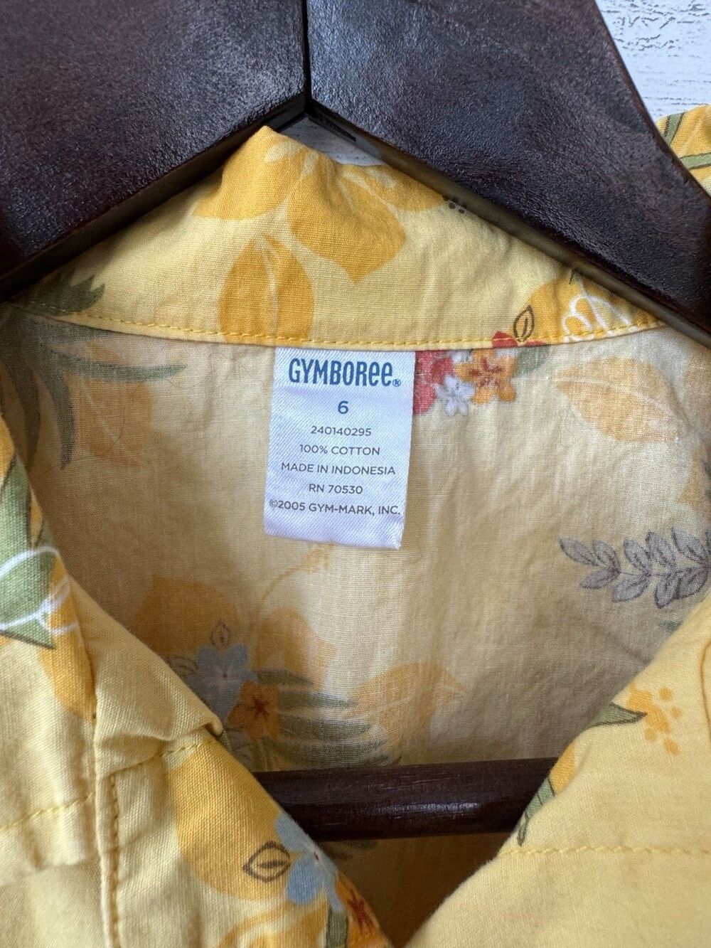 Vintage Gymboree Boys Surf Island Pineapple Tropical Yellow Hawaiian Shirt Sz 6 - Picture 4 of 8